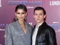 Actor Tom Holland and actress and singer Zendaya Coleman at the photo call for the film 'Spider-Man: No Way Home' in London Sunday, Dec. 5, 2021.  *** Local Caption *** .