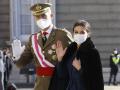 Spanish King Felipe VI and Letizia Ortiz  during the Military Easter 2022 at RoyalPalace in Madrid on Thursday 6th January 2022.