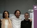 Los cofundadores de Podemos: Carolina Bescansa, Pablo iglesias y Juan Carlos Monedero