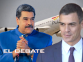 El presidente venezolano, Nicolás Maduro, y el presidente español, Pedro Sánchez. Al fondo, un avión de Plus Ultra