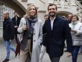 Politician Pablo Casado and Isabel Torres Orts during Spain General Elections in Madrid on Sunday , 10 November 2019.