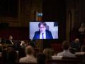 El expresidente de la Generalitat carles Puigdemont durante una videoconferencia para sus acólitos secesionistas