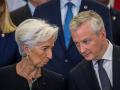 la presidenta del BCE, Christine Lagarde junto al ministro de finanzas francés, Bruno Le Maire