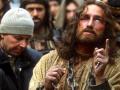 Mel Gibson junto a Jim Caviezel en el rodaje de La Pasión