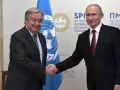El jefe de la ONU, Antonio Guterres y Vladimir Putin en una foto de archivo de 2019