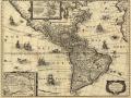 Denominaciones de mar del Sur y del Norte en un mapa de América publicado por Jodocus Hondius hacia 1640