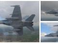 Imágenes difundidas por el Ministerio de Defensa de un F-18 del Destacamento Vilkas