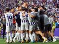 Los jugadores del Real Valladolid celebran uno de sus goles en el José Zorrilla
