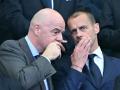 Los presidentes de la FIFA y la UEFA, Gianni Infantino y Aleksander Ceferin, en la última final de la Champions