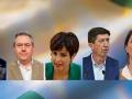 Los candidatos a las elecciones de Andalucía, de izquierda a derecha: Juanma Moreno (PP-A), Juan Espadas (PSOE-A), Juan Marín (Cs), Inmaculada Nieto (Por Andalucía), Macarena Olona (Vox) y Teresa Rodríguez (Adelante Andalucía)