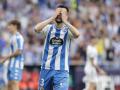 Lapeña, jugador del Deportivo de la Coruña, se lamenta tras perder contra el Albacete