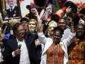 Gustavo Petro y su vicepresidenta electa, Francia Márquez, celebran su triunfo
