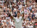 Novak Djokovic tras su victoria en el primer partido en Wimbledon