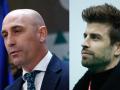 El presidente de la RFEF, Luis Rubiales, y el jugador del FC Barcelona Gerard Piqué