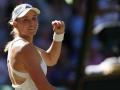 Elena Rybakina celebra el pase a la final de Wimbledon