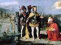 Axataf entregándole las llaves de Sevilla a Fernando III. Pintura de Francisco Pacheco, siglo xvii