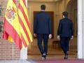 Pedro Sánchez y Pere Aragonès entrando en La Moncloa