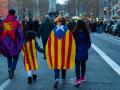 Familia en una manifestación independentista en Cataluña