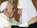FILE ‚Äî In this Friday, Feb. 12, 2016 file photo, Pope Francis, left, reaches to embrace Russian Orthodox Patriarch Kirill after signing a joint declaration at the Jose Marti International airport in Havana, Cuba.  Pope Francis hasn‚Äôt made much of a diplomatic mark in Russia‚Äôs war in Ukraine as his appeals for an Orthodox Easter truce went unheeded and a planned meeting with the head of the Russian Orthodox Church was canceled. (AP Photo/Gregorio Borgia, Pool)