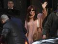 Argentine Vice President Cristina Fernandez leaves her home the day after a person pointed a gun at her there in the Recoleta neighborhood of Buenos Aires, Argentina, Friday, Sept. 2, 2022. (AP Photo/Gustavo Garello) *** Local Caption *** .
