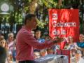 El secretario general del PSOE y presidente del Gobierno, Pedro Sánchez, en su intervención en el primer acto de la campaña 'El Gobienro de la Gente' en Sevilla