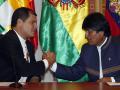 El expresidente de Ecuador, Rafael Correa y el expresidente de Bolivia, Evo Morales (2013)