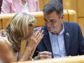 Pedro Sánchez y Yolanda Díaz el pasado martes en el Senado