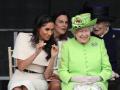 Britain's Queen Elizabeth and Meghan Markle, Duchess of Sussex visit Storyhouse Chester to mark the official opening, in Chester, England, Thursday, June 14, 2018