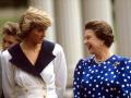 Mandatory Credit: Photo by Brendan Beirne/Shutterstock (137036a)
Princess Diana with Queen Elizabeth II
Queen Mother's 87th Birthday, Clarence House, London, Britain - 1987