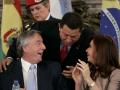 Los expresidentes Néstor Kirchner, Hugo Chávez y Cristina Fernández de Kirchner (2007)