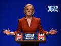 La primera ministra británica, Liz Truss, pronuncia su discurso en el último día de la Conferencia anual del Partido Conservador en Birmingham