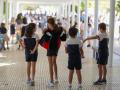 Varios niños, en un colegio de Madrid.