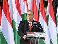 El primer ministro de Hungría, Viktor Orban, durante un discurso para conmemorar el 66 aniversario del levantamiento húngaro contra la ocupación soviética