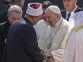 Pope Francis is welcomed by Ahmed El-Tayeb, Grand Imam of al-Azhar, as he arrives to attend the closing session of the "Bahrain Forum for Dialogue: East and west for Human Coexistence", at the Al-Fida square at the Sakhir Royal palace, Bahrain, Friday, Nov. 4, 2022.