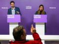 Los portavoces de Podemos, Alejandra Jacinto y Javier Sánchez Serna