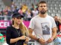 Gerard Pique and singer Shakira attend a Basketball World Cup at the Palau Sant Jordi in Barcelona, Spain, Tuesday, Sept. 9, 2014