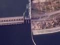 Una imagen satelital muestra la destrucción del puente de la presa Nova Kakhovka en Jersón, Ucrania