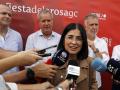 La ministra de Sanidad, Carolina Darias, atiende a los medios en un acto en Gran Canaria