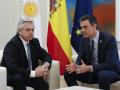 Spain's President Pedro Sanchez and Argentina's President Alberto Fernandez during a meeting at MoncloaPalace in Madrid, on Tuesday 07, July 2020