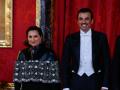 Sheikh Tamim Bin Hamad Al Thani, Emir of the State of Qatar, and Sheikha Jawaher Bint Hamad Bin Suhaim Al Thani during a gala dinner at the RoyalPalace, in Madrid, due to the official trip of QatarEmir to Spain, in Madrid on Tuesday 17 May 2022.