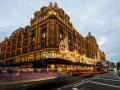 Harrods department store in Knightsbridge has been given an internal and external makeover for Christmas. The exterior and shop windows have been decorated in homage to  Christian Dior, LONDON, UK - 11 Nov 2022