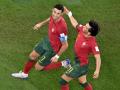 Cristiano y Joao Félix en la celebración de uno de los goles de Portugal