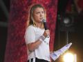 Greta Thunberg se dirige a la multitud en el Glastonbury Festival, Inglaterra, el pasado junio