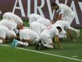 Los jugadores de Marruecos celebran el segundo gol ante Bélgica