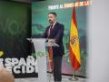 Santiago Abascal en rueda de prensa en la sede nacional de Vox