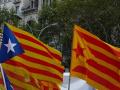 Esteladas azul y roja en la manifestación independentista de la Diada de Cataluña en 2012