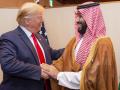 El príncipe heredero de Arabia Saudita, Mohammed bin Salman (D), estrecha la mano del entonces presidente de los EE.UU., Donald Trump (2019)
