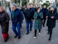 Junqueras, junto a otros líderes de ERC, a su llegada a la manifestación independentista