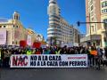 Manifestantes en la calle Gran Vía de Madrid