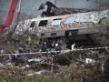 Vagón descarrilado en la colisión de trenes en Grecia la noche del martes